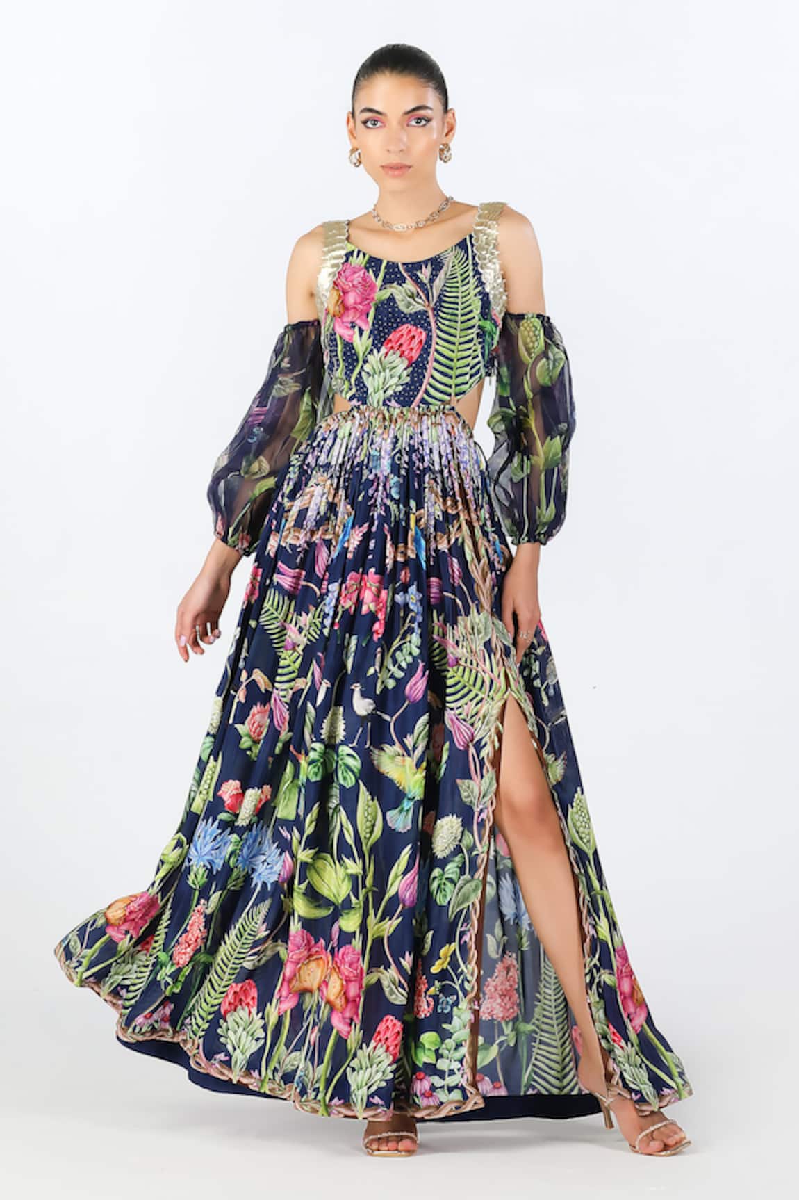 Limerick by Abirr N' Nanki Elian Cut Out Floral Pattern Gown