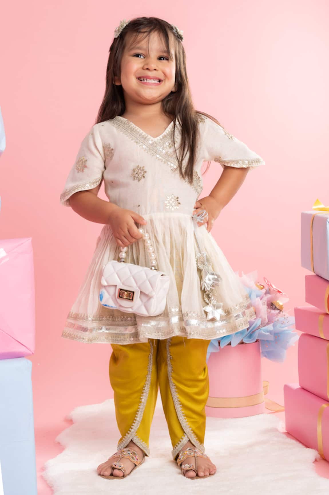 Kirti Agarwal - Pret N Couture Gota Lace Embroidered Kurti With Dhoti Pant