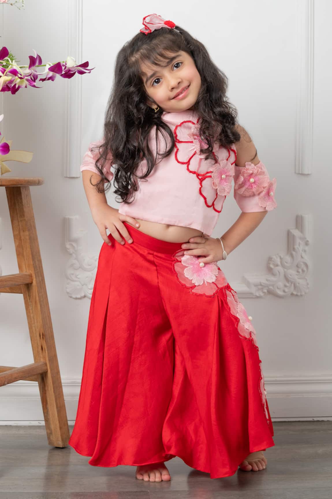 Kirti Agarwal - Pret N Couture Floral Blast Embroidered Crop Top With Pant