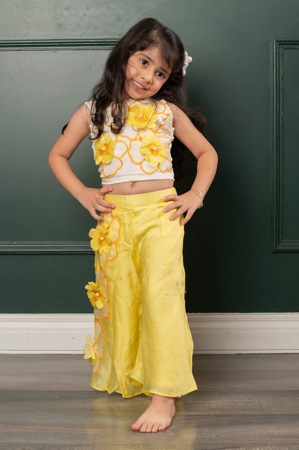 Kirti Agarwal - Pret N Couture Bloom Blast Embroidered Crop Top With Pant