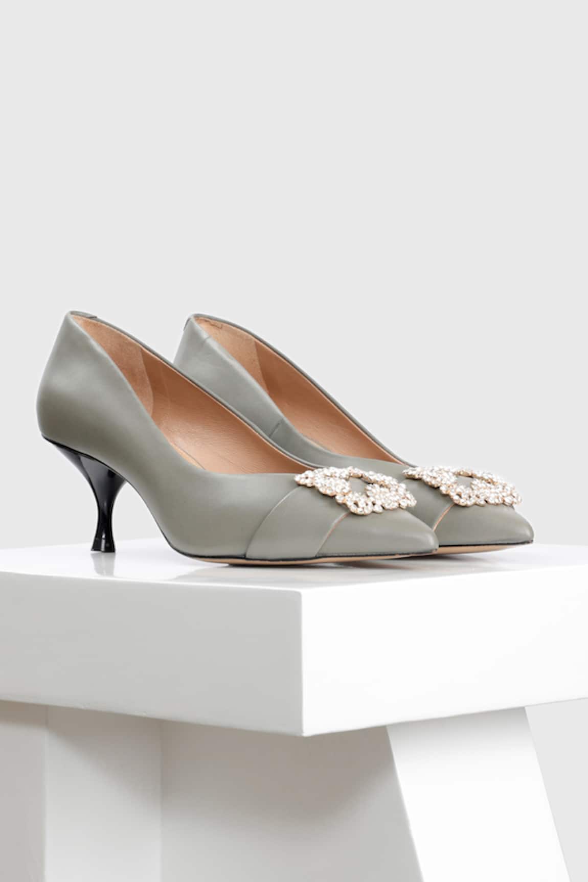 OROH Marbella Leather Stone Embellished Pumps