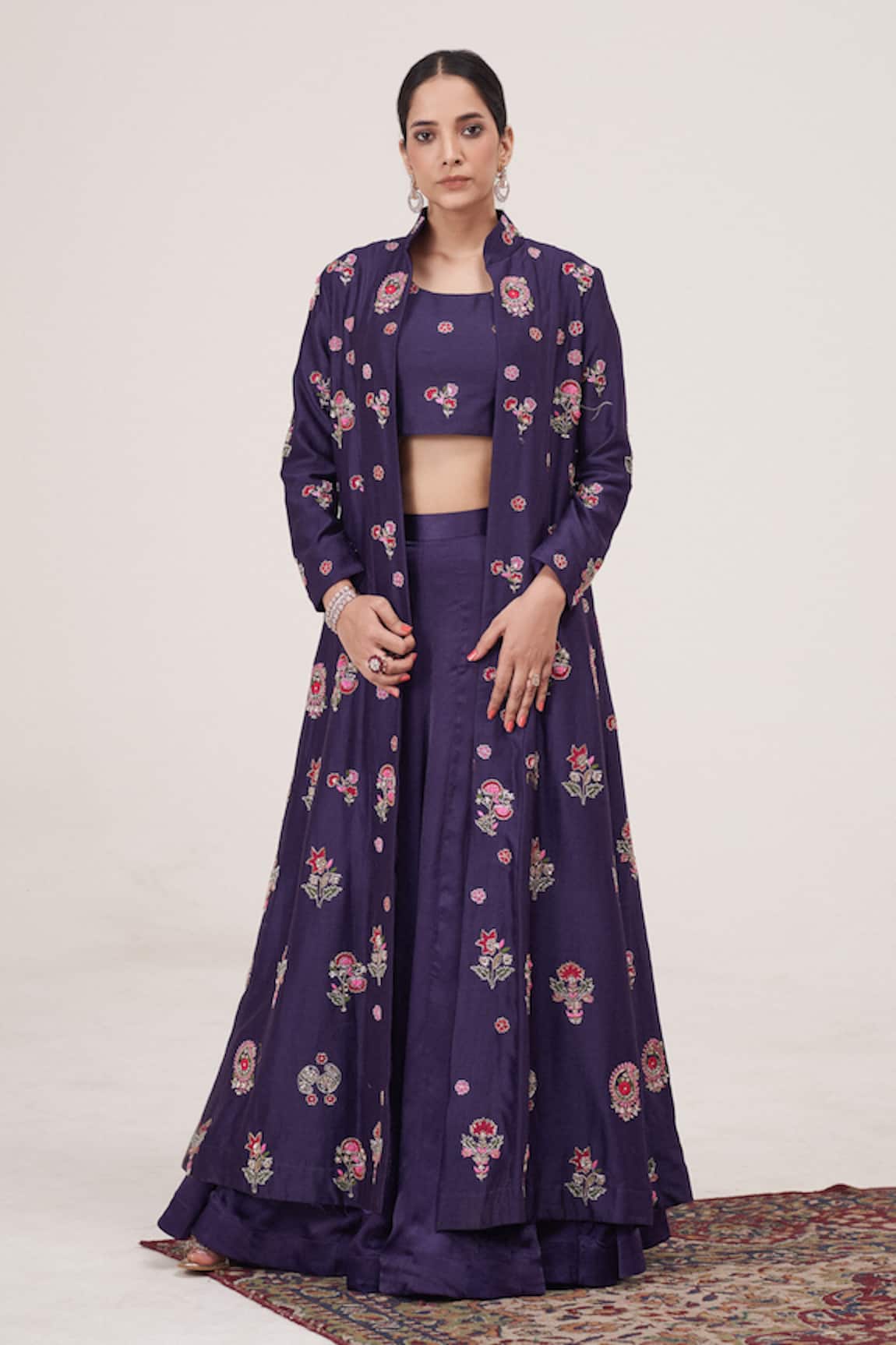 Hirika&Dhruti Flora Embroidered Jacket Lehenga Set