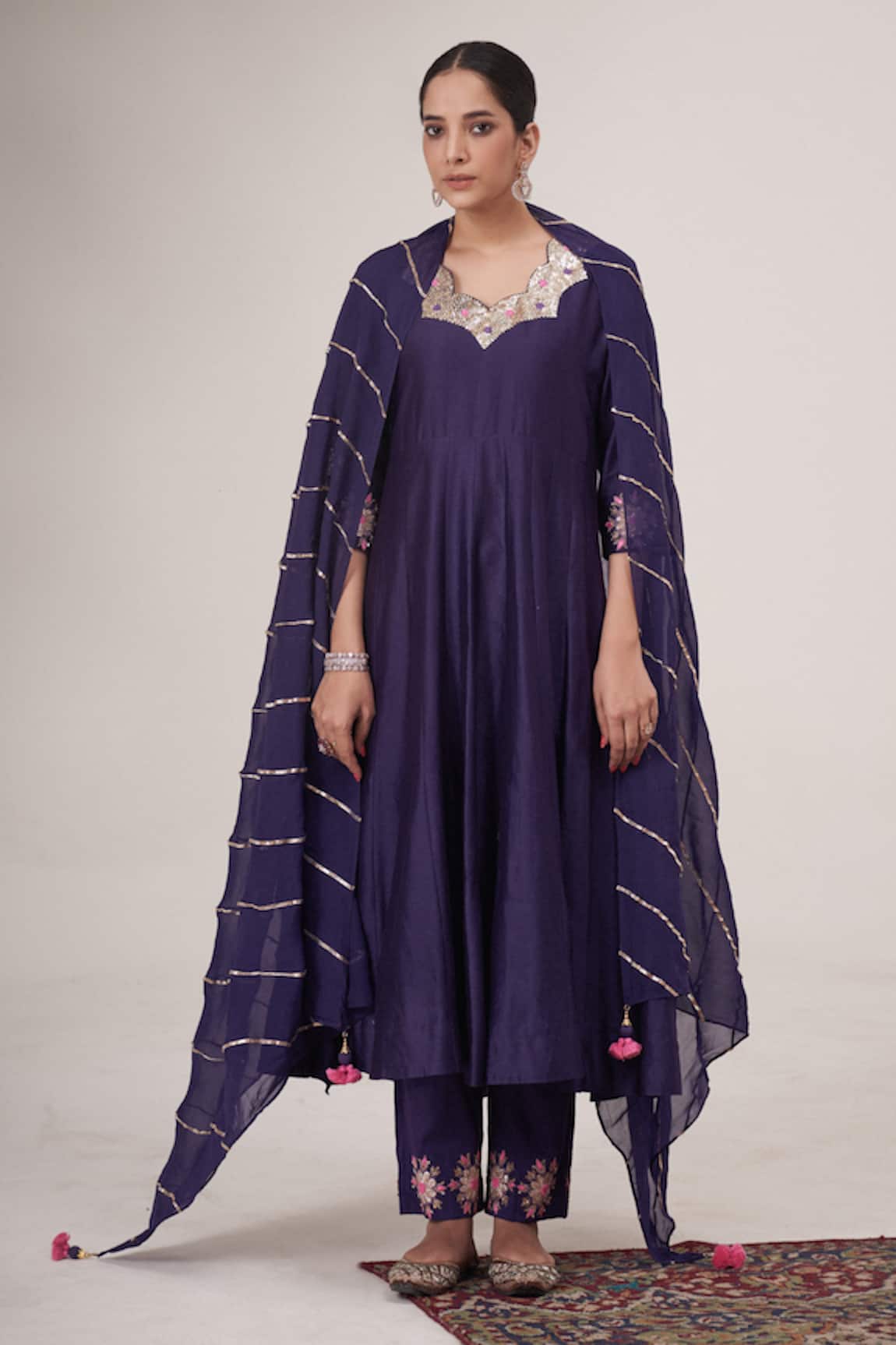 Hirika & Dhruti Floral Sequin Thread Work Anarkali Set