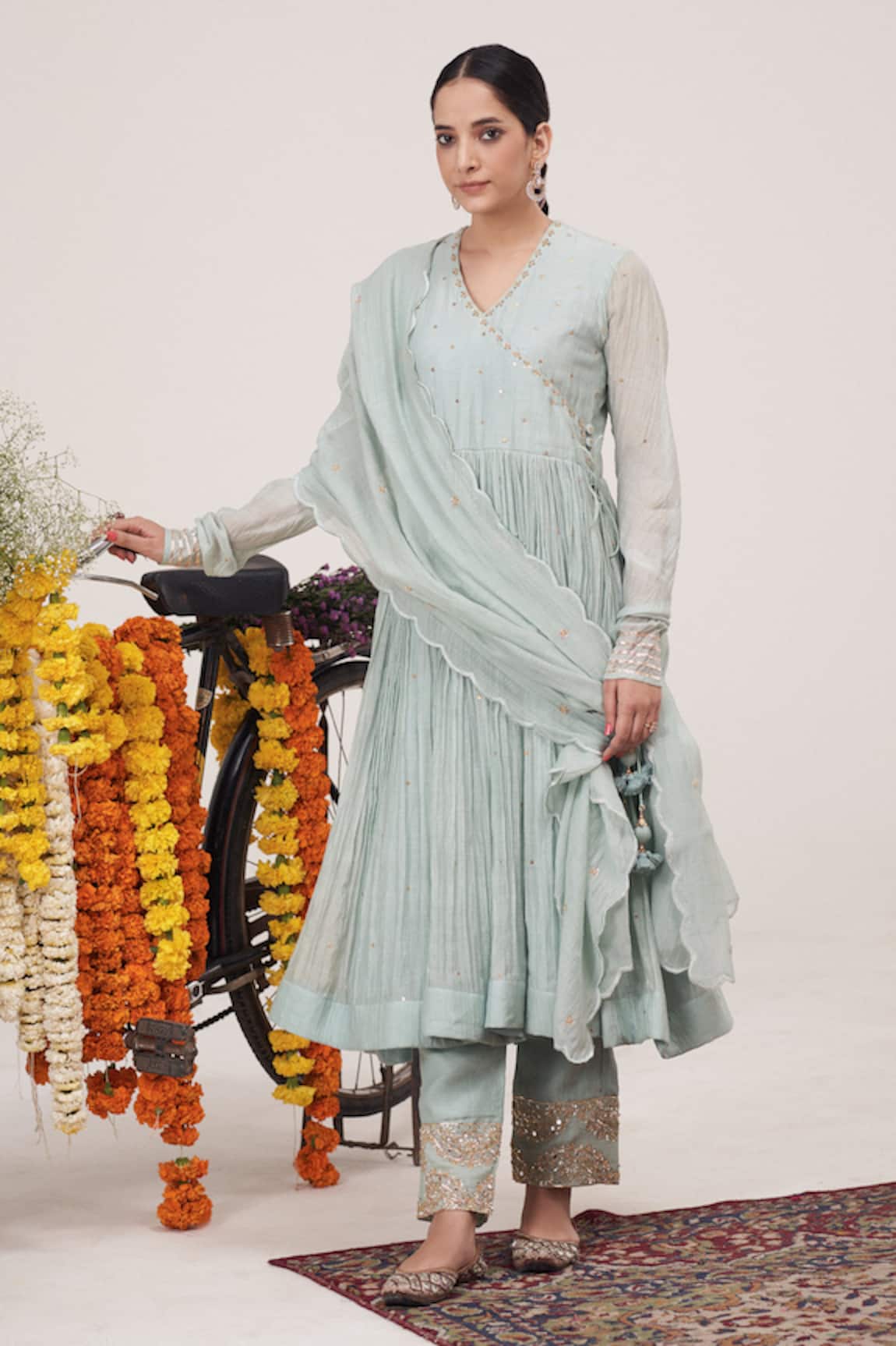 Hirika & Dhruti Zardosi Embroidered Anarkali Pant Set