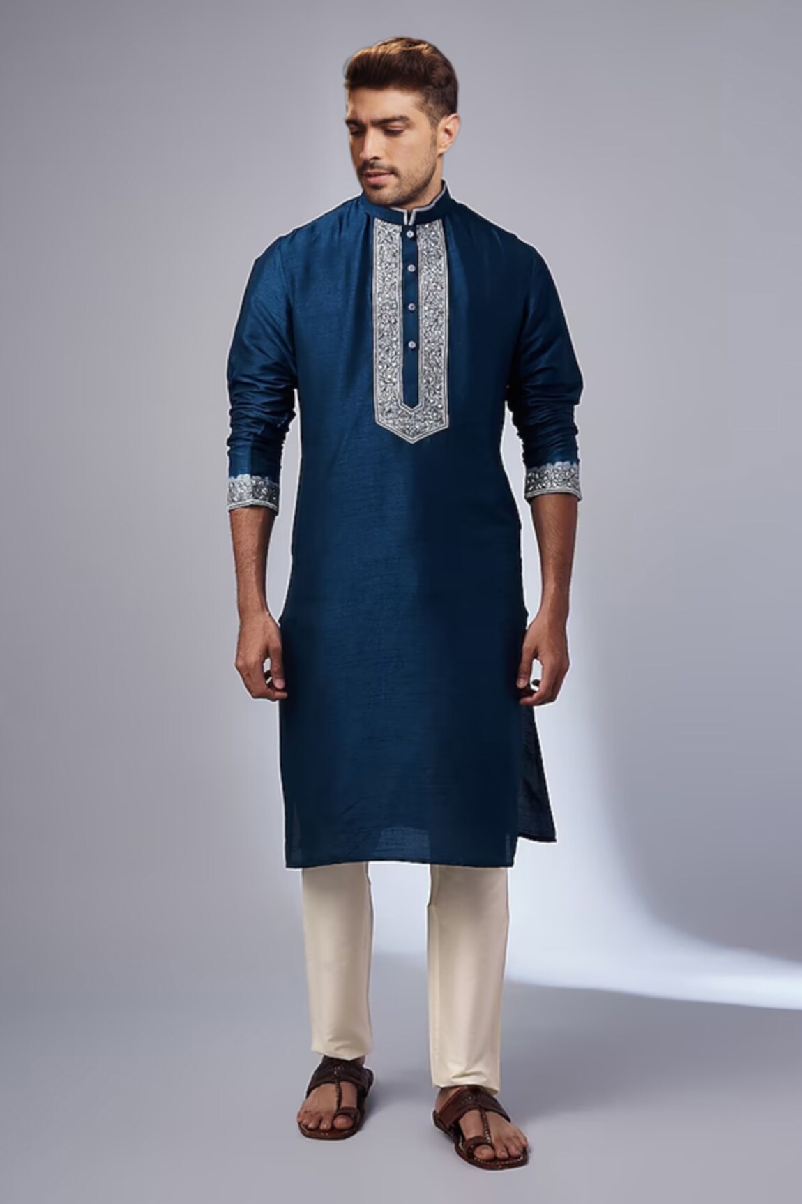 SAMMOHAN CEREMONIAL Embroidered Straight Kurta & Pant Set