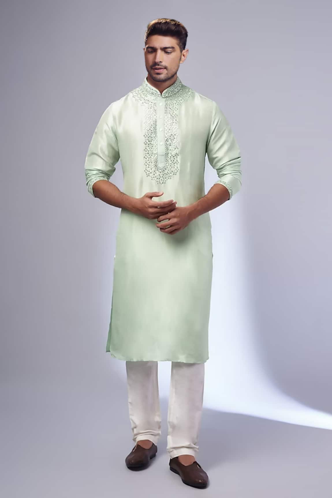 SAMMOHAN CEREMONIAL Pure Silk Straight Kurta & Pant Set