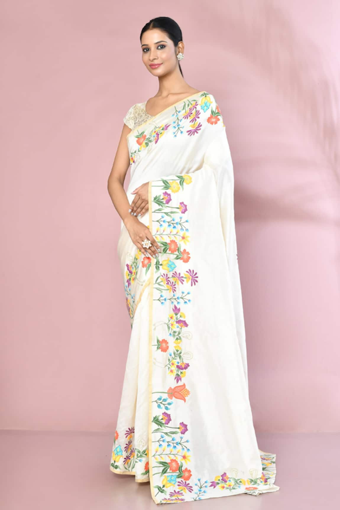 Anaya by Akruthi Embroidered & Floral Hand Painted Saree