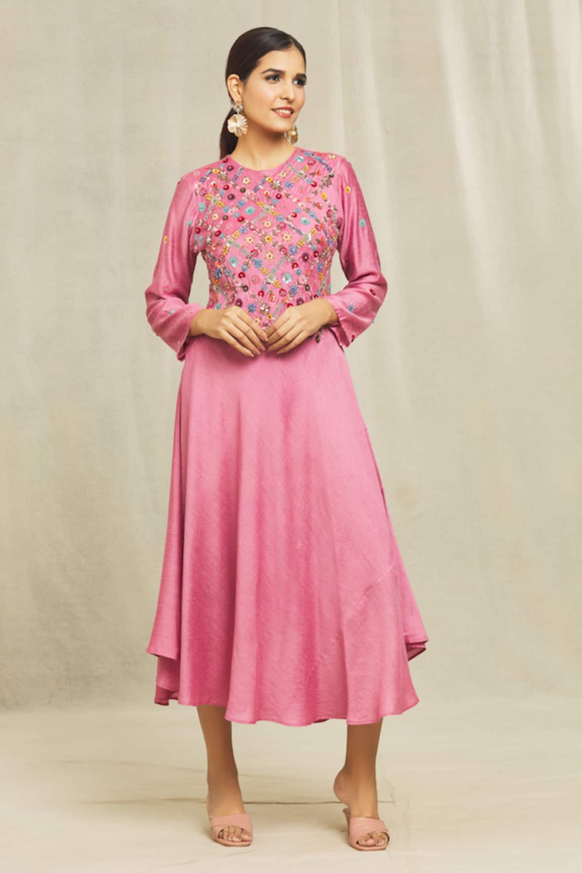 Bhusattva Floral Hand Embroidered Organic Silk Kurta