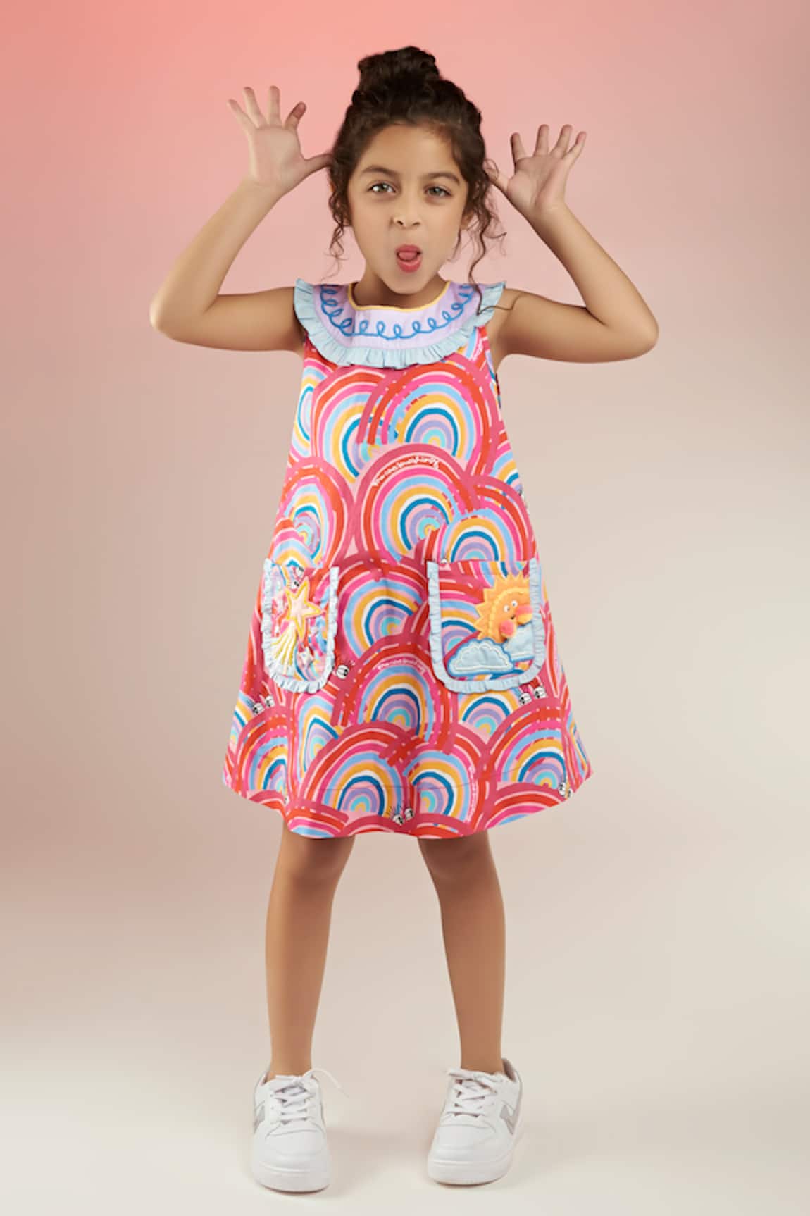 Joey & Pooh Cotton Rainbow Print Dress