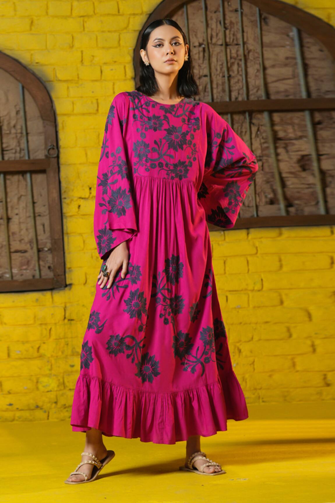 NYARO Floral Embroidered Dress