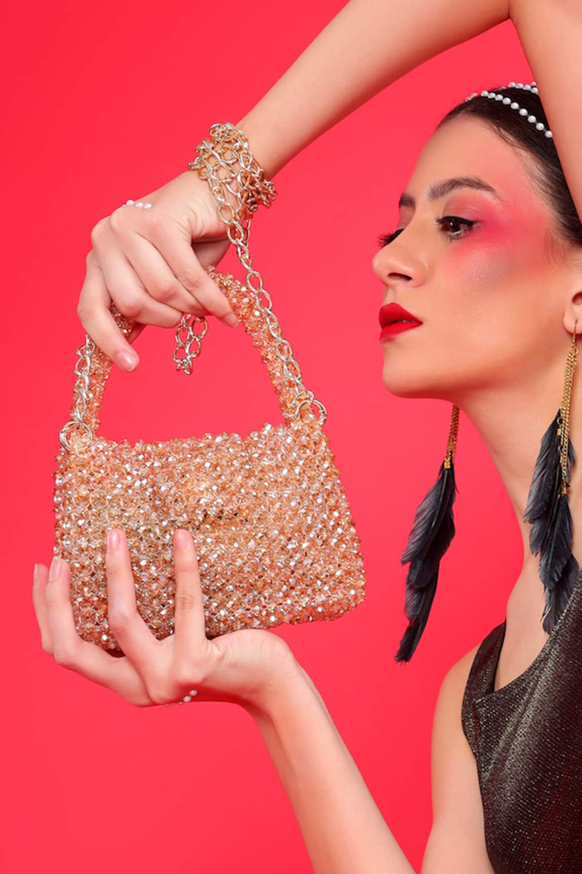 Modarta Mini Shoulder Bag with Crystals 