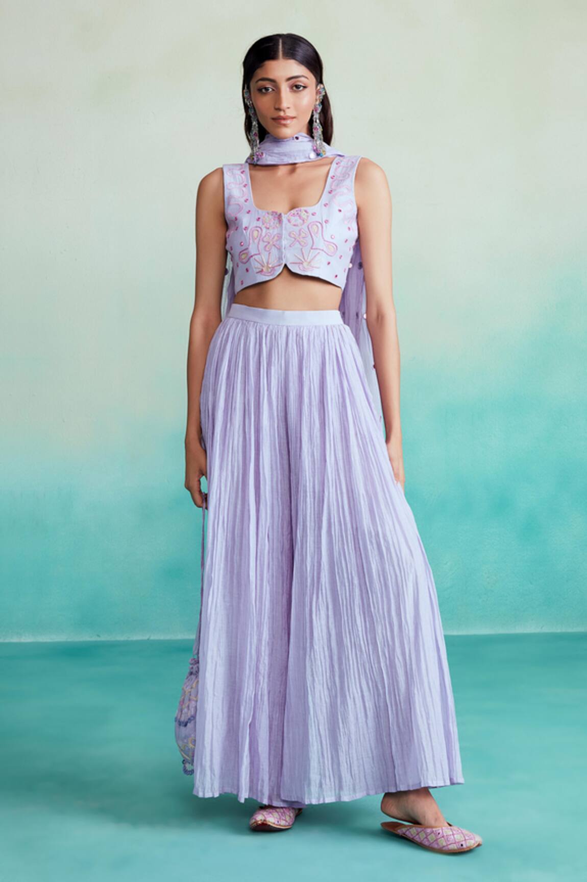 The Right Cut Luminova Embroidered Chanderi Sharara Set