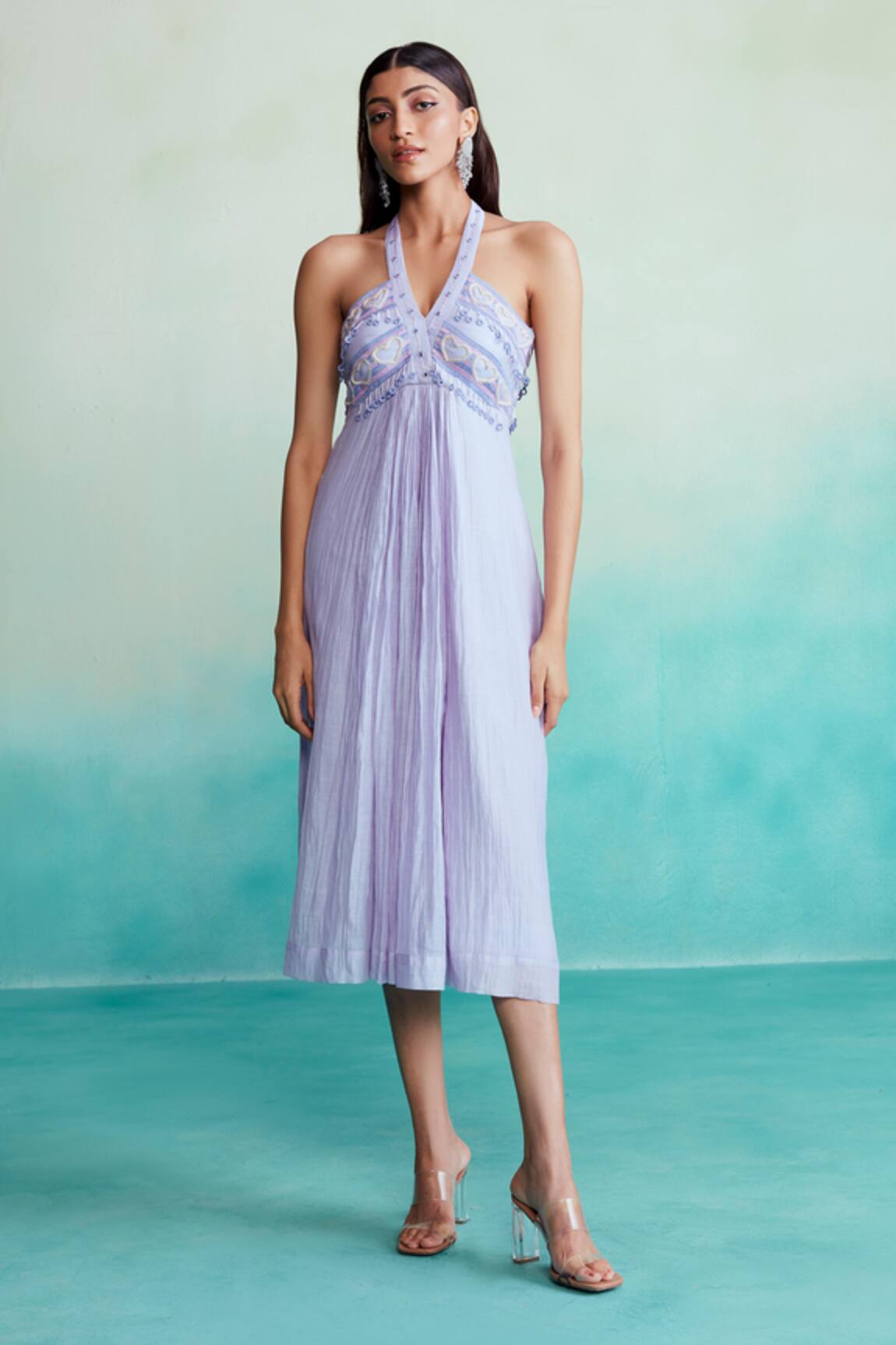 The Right Cut Ultraviolet Hand Embroidered Heart Dress