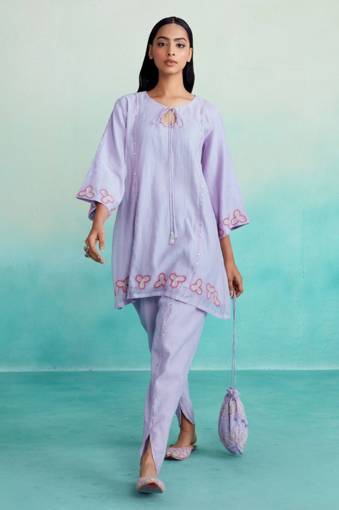 The Right Cut Ethereal Hand Embroidered Kurta & Tulip Pant Set