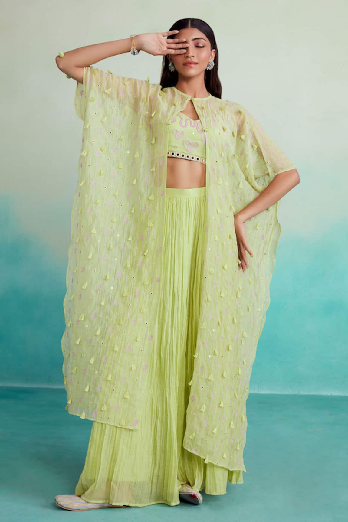 The Right Cut Citra Hand Embroidered Cape Sharara Set