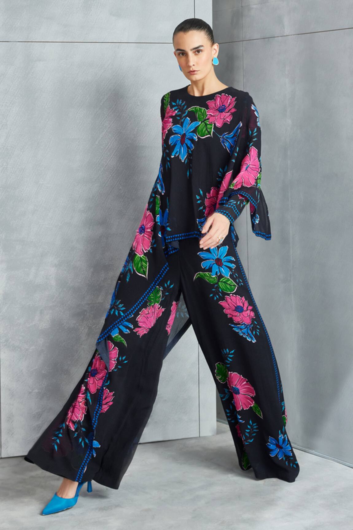 Namrata Joshipura Zinnia Floral Pattern Cape Jumpsuit