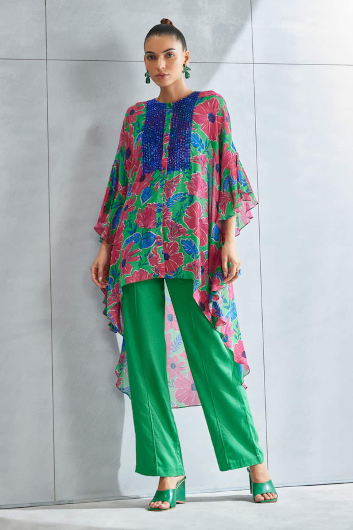 Namrata Joshipura Zinnia Floral Pattern Frill Sleeve Tunic