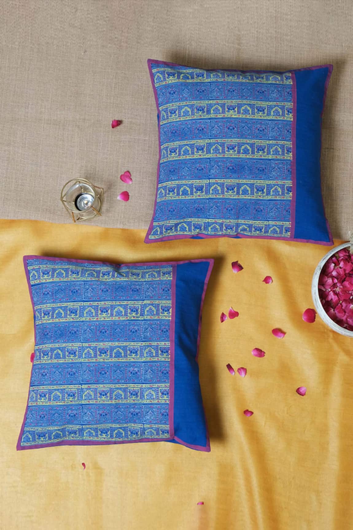 Inheritance India Pata Printed Cotton Cushion Covers - Set of 4