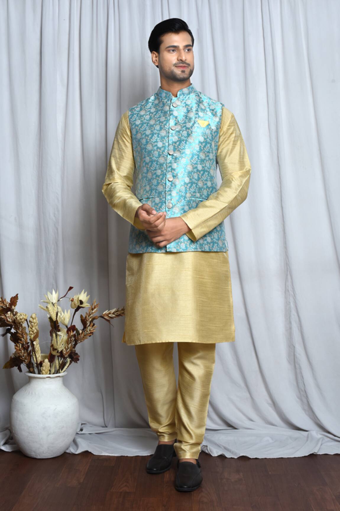 Arihant Rai Sinha Flowery Jacquard Nehru Jacket 