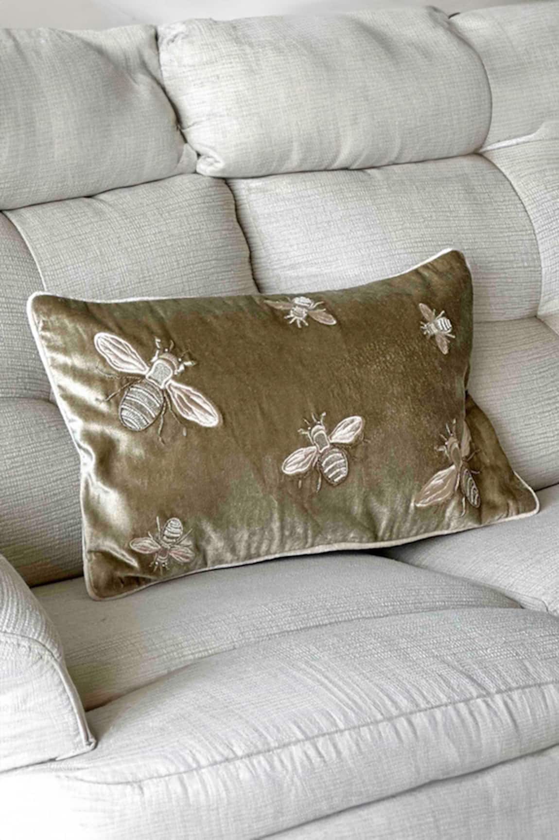 Mason Home Bees Embroidered Throw Cushion Cover