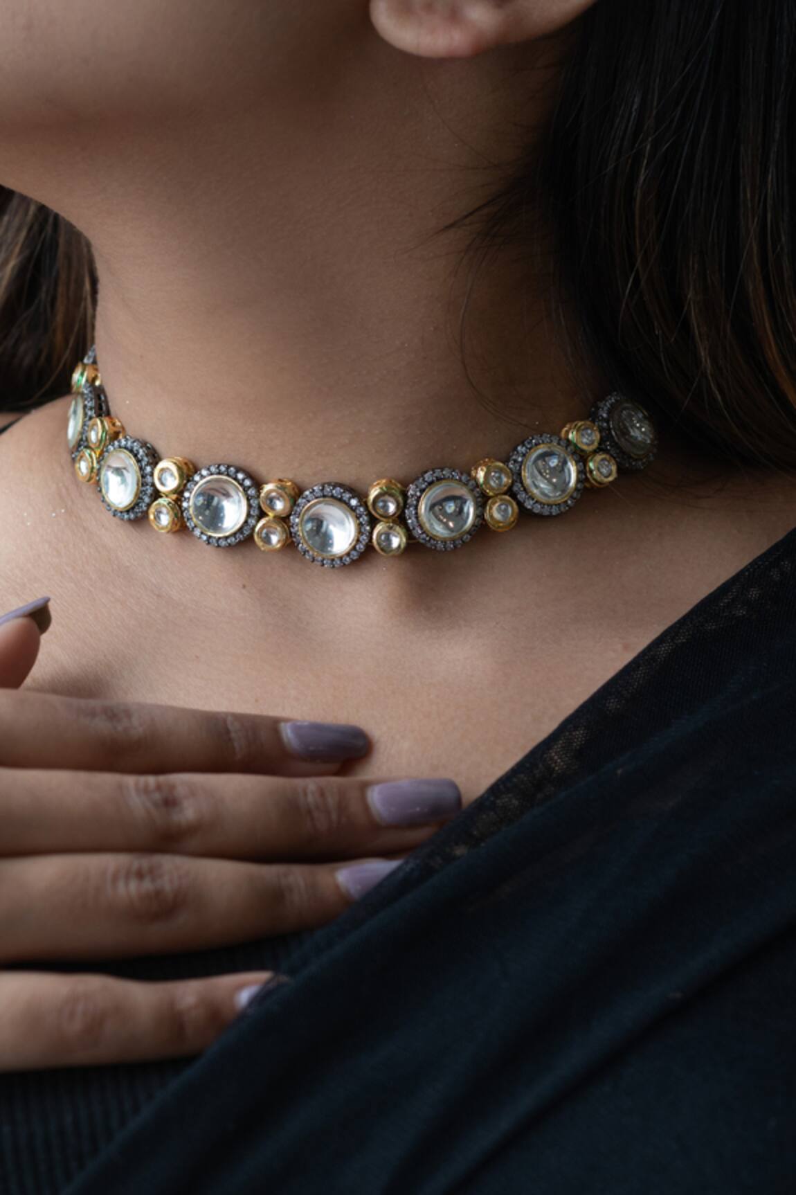Do Taara Polki Choker Necklace