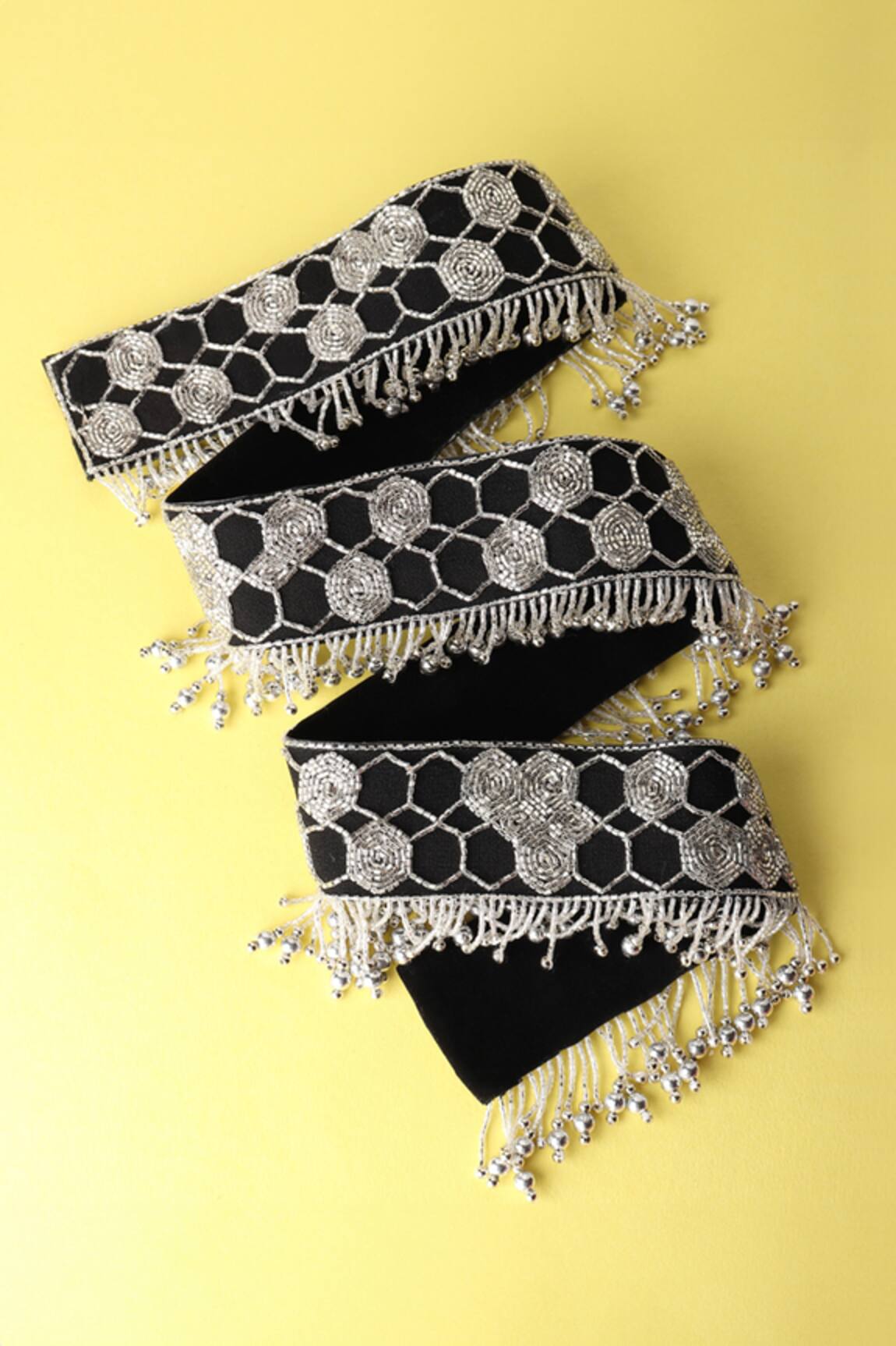 MODARTA Honeycomb Pattern Hand Embroidered Belt 