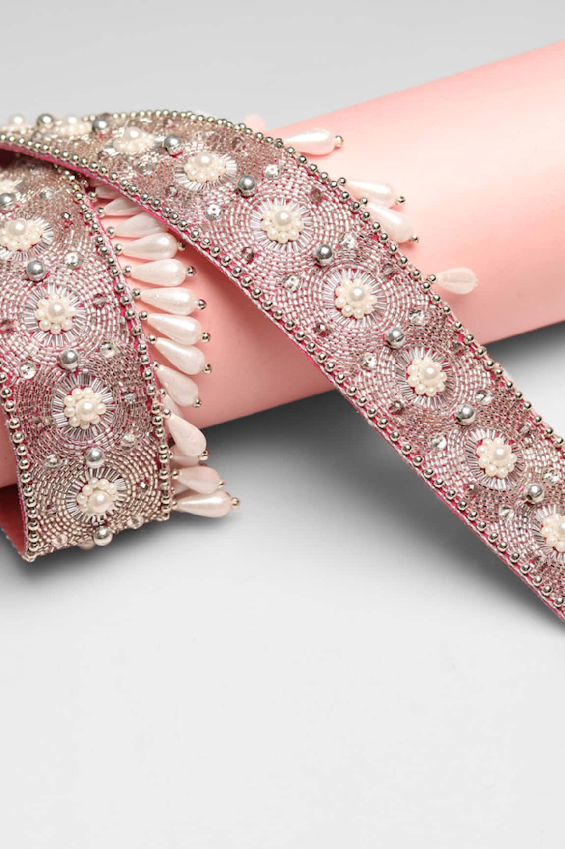 MODARTA Swarovski Crystal & Pearl Embroidered Belt