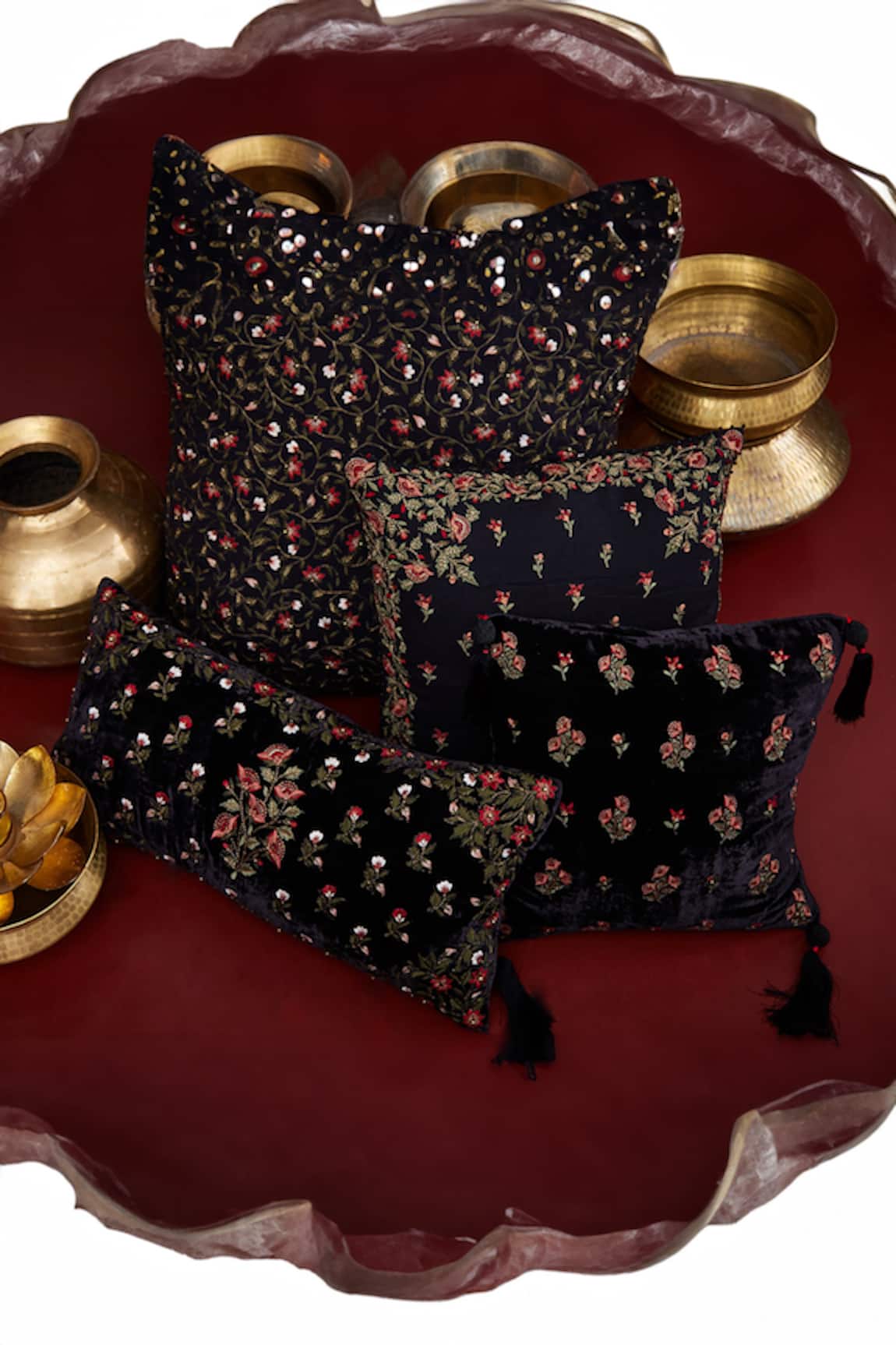 Nakul Sen Velvet Cushion Cover with Filler Single Pc 