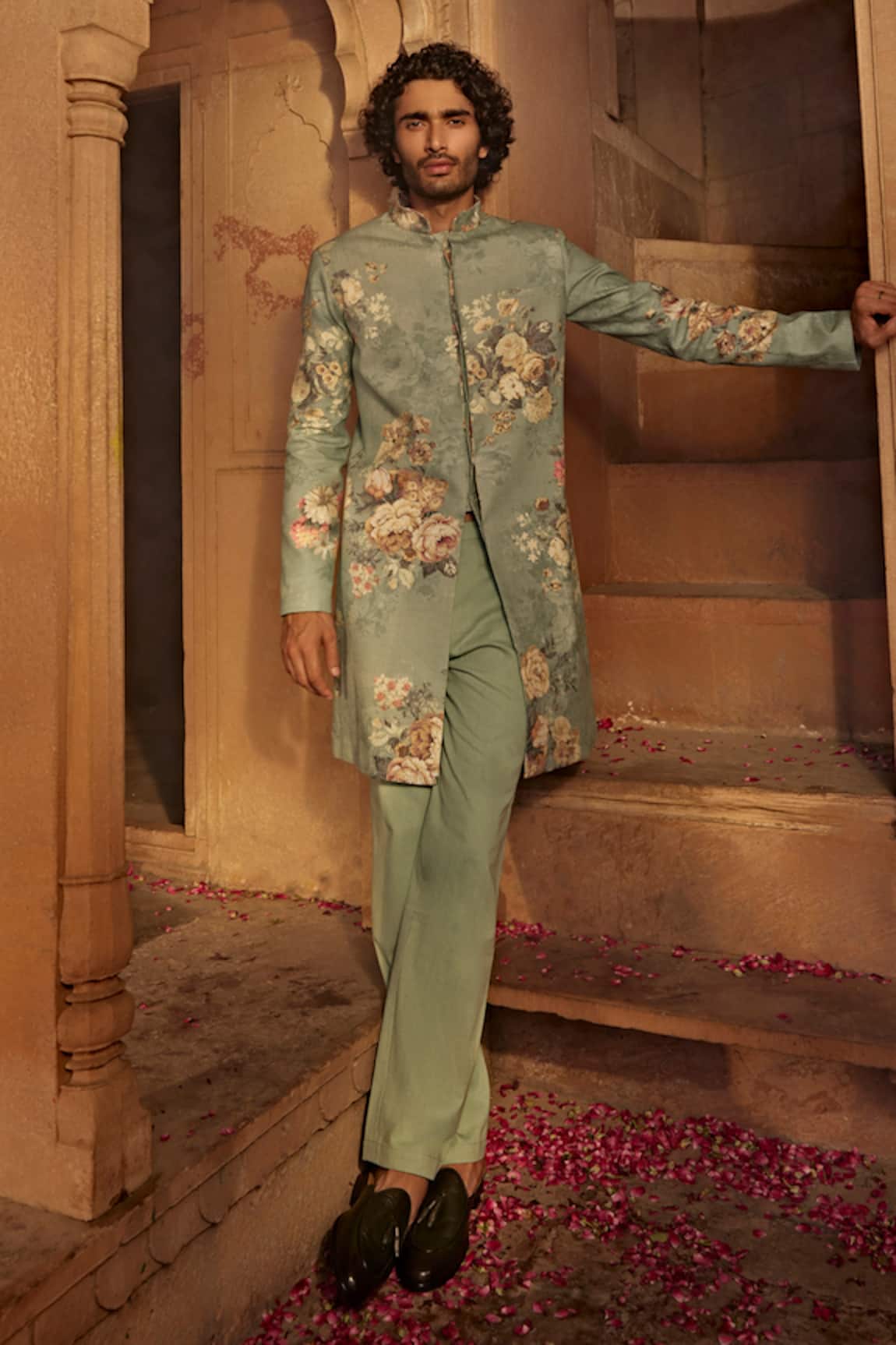 Kalista Saif Floral Pattern Sherwani Set