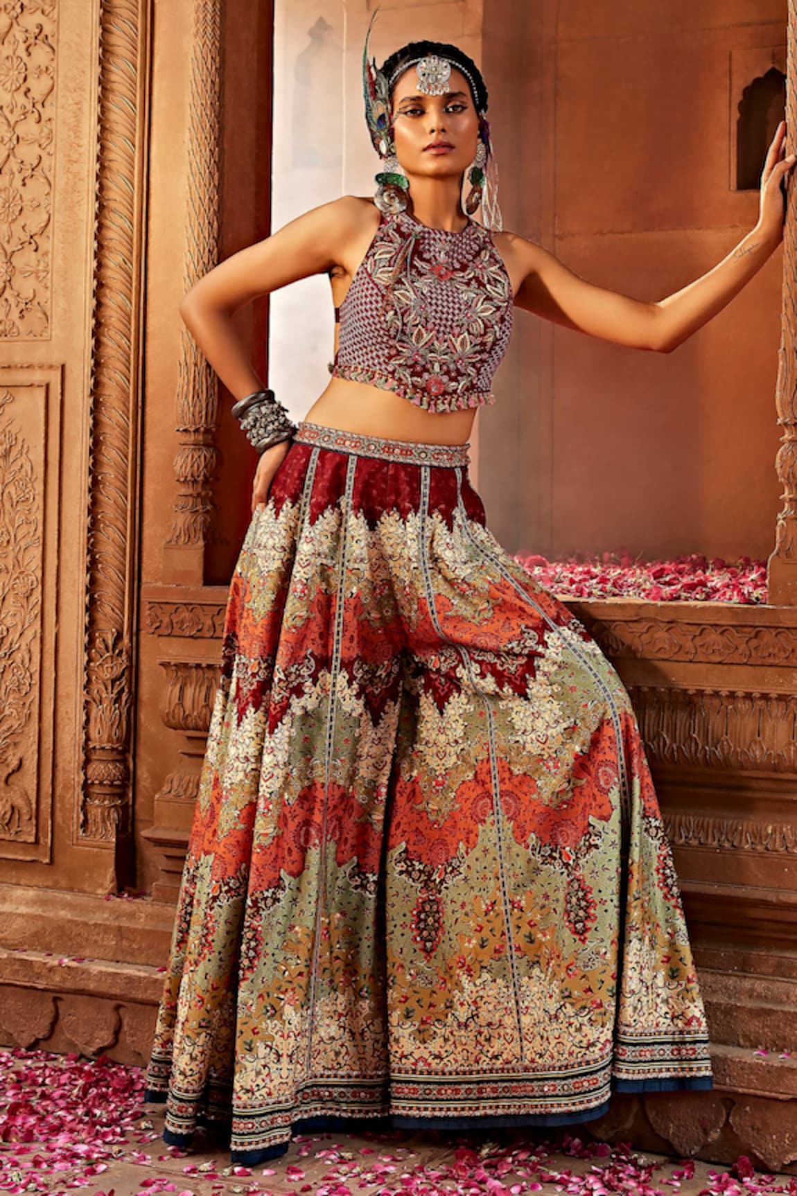 Kalista Mehvish Floral Pattern Sharara & Blouse Set