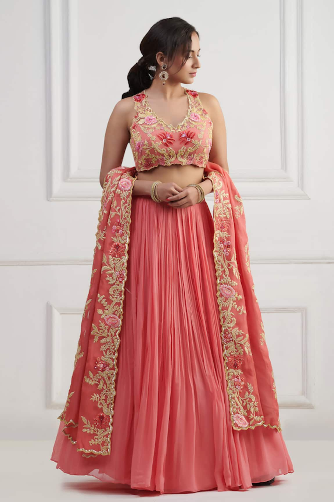 Nishta Studio Embroidered Blouse Lehenga Set