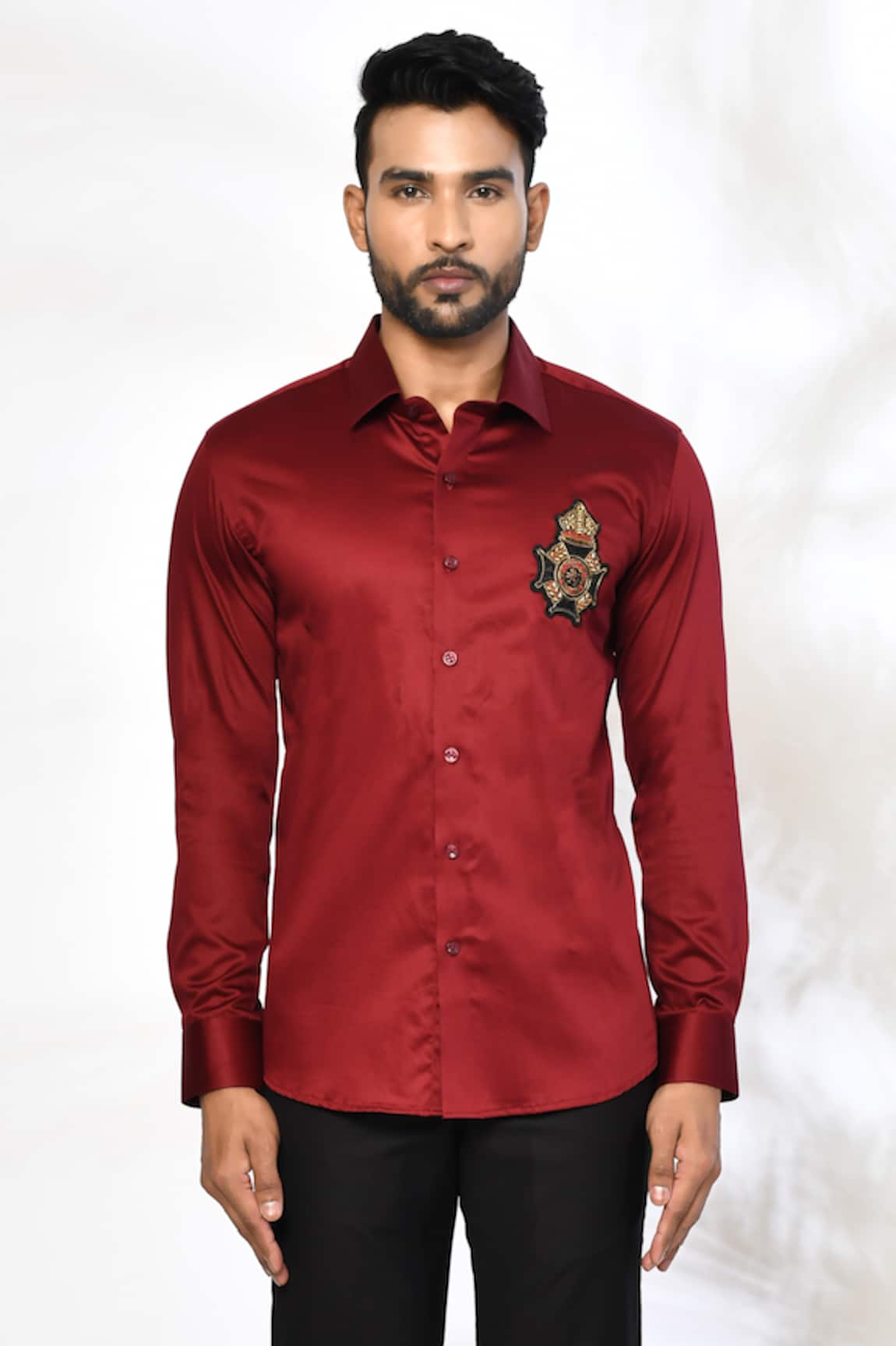 Arihant Rai Sinha Cross Embellished Placement Shirt