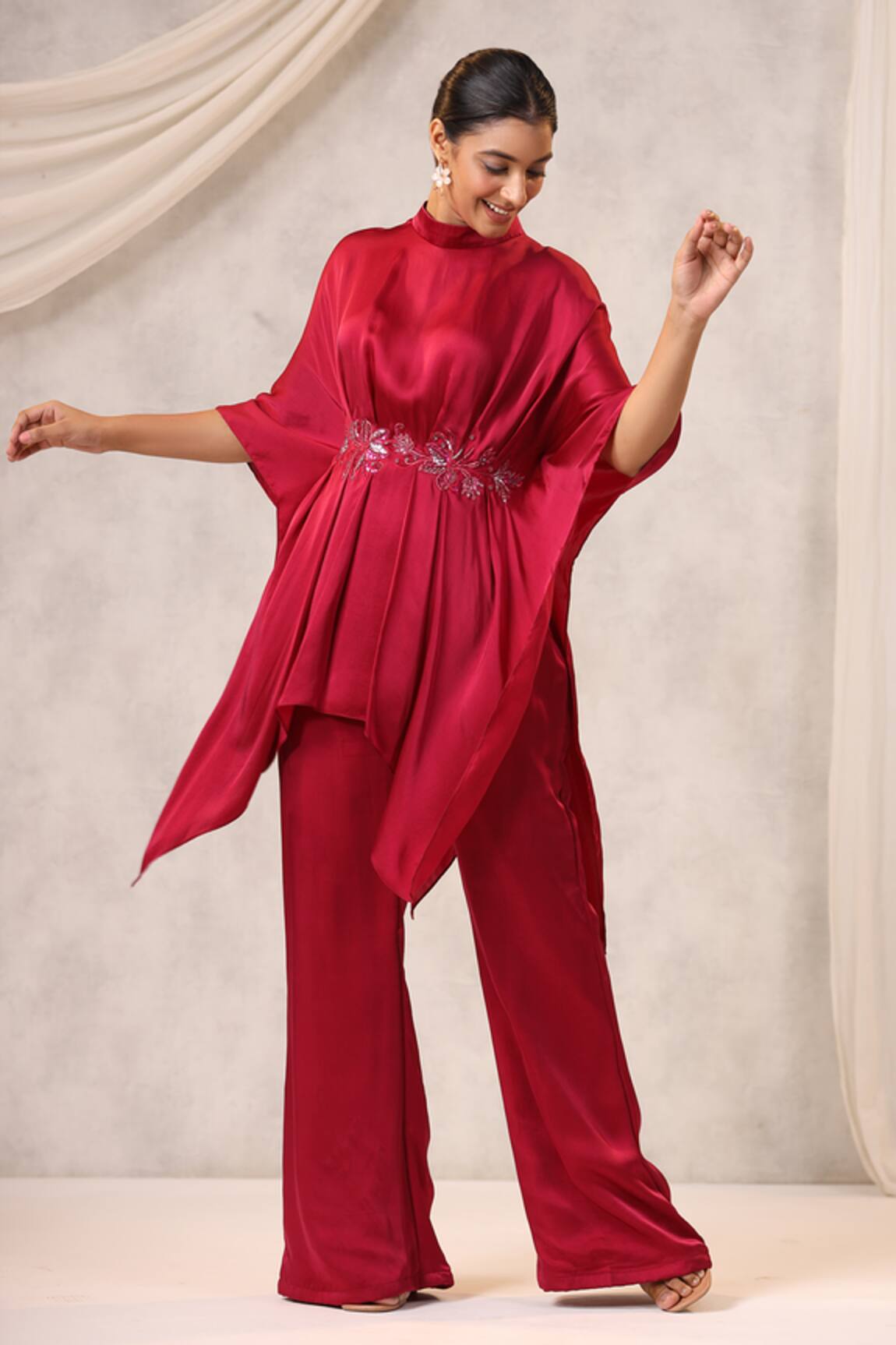 K-Anshika Floral Sequin & Bead Embroidered Tunic & Pant Set 