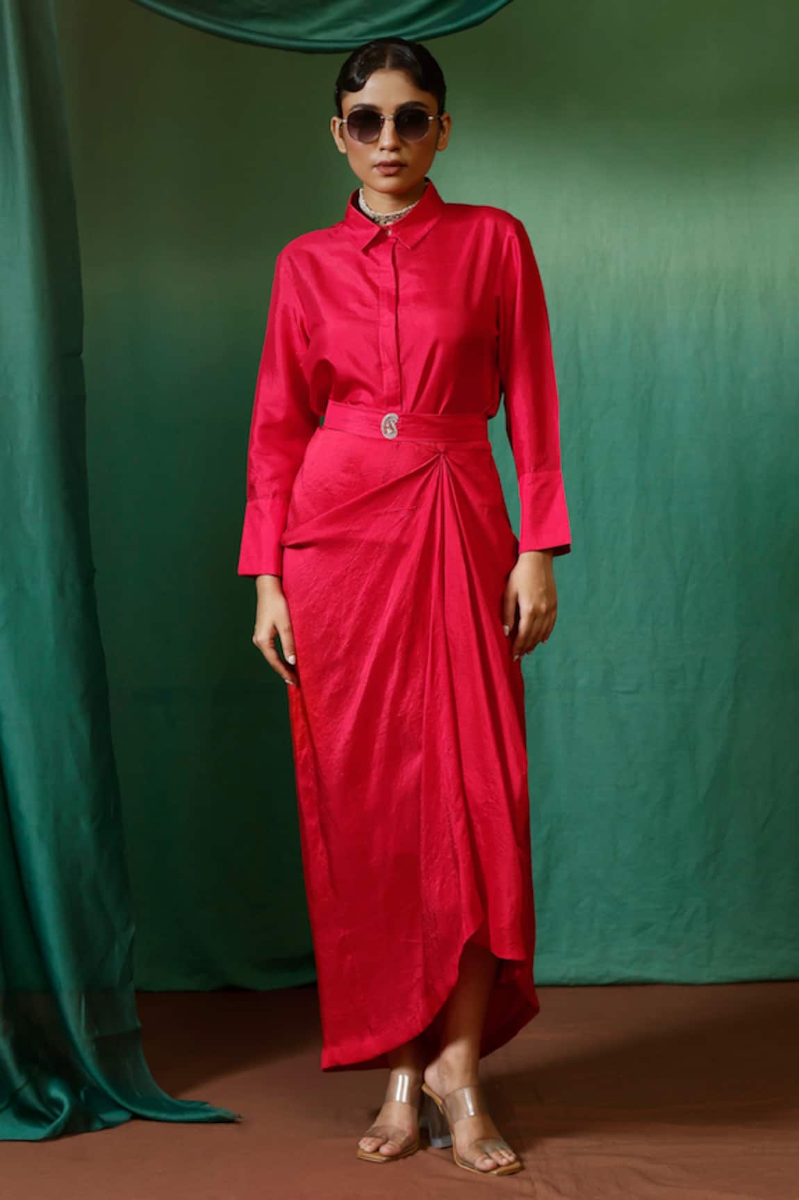 Chokhi Chorri Roop Silk Shirt Draped Skirt Set