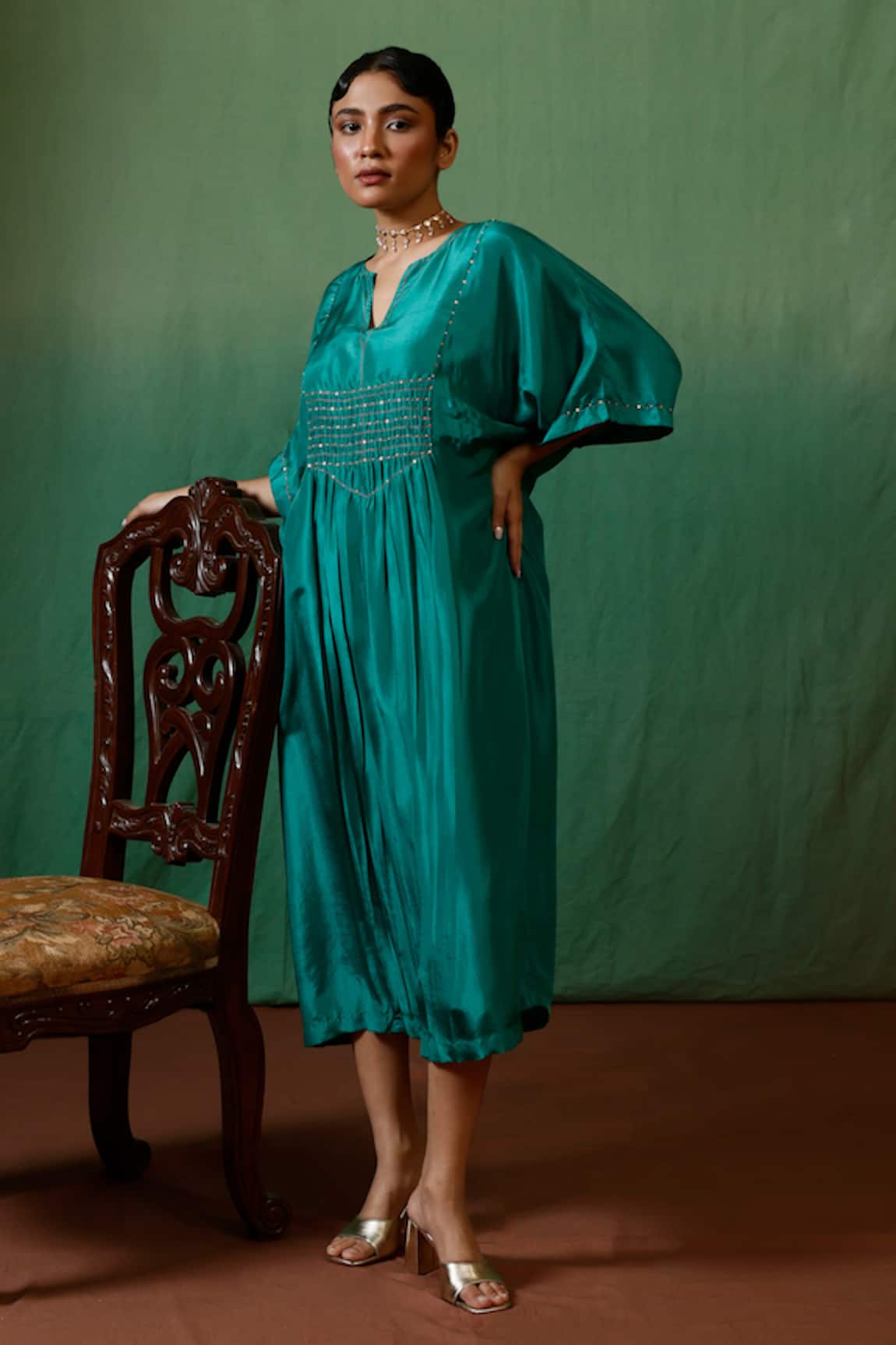 Chokhi Chorri Ratnika Silk Smocked Yoke Dress