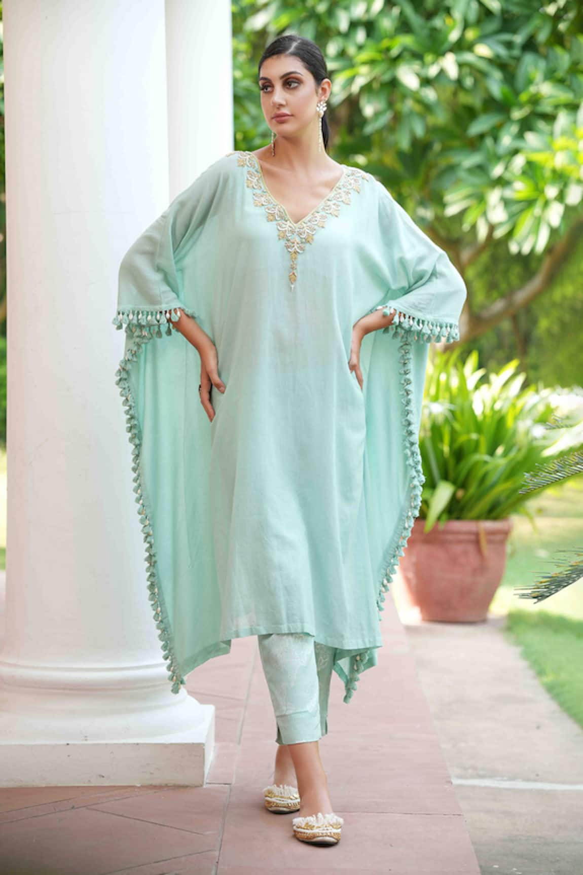 Nazar By Indu Hand Embroidered Kaftan With Pant 