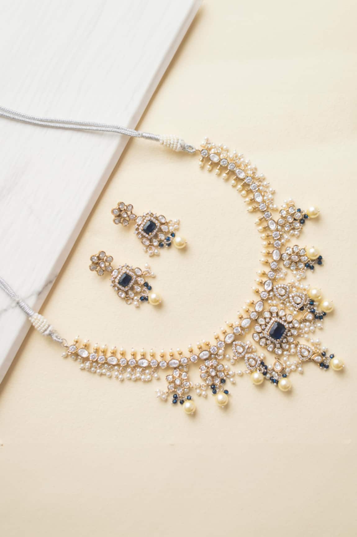 Zevar By Geeta Pearl Drop Necklace Set