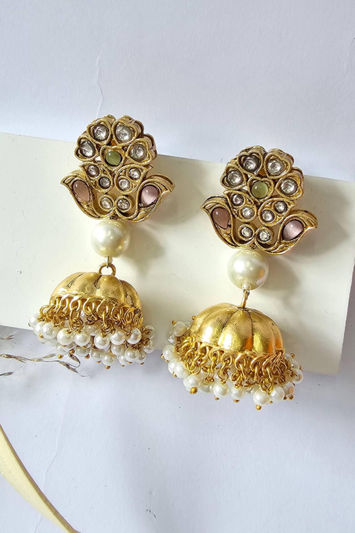 The Bling Girll Beads & Stone Embellished Jhumka Earrings