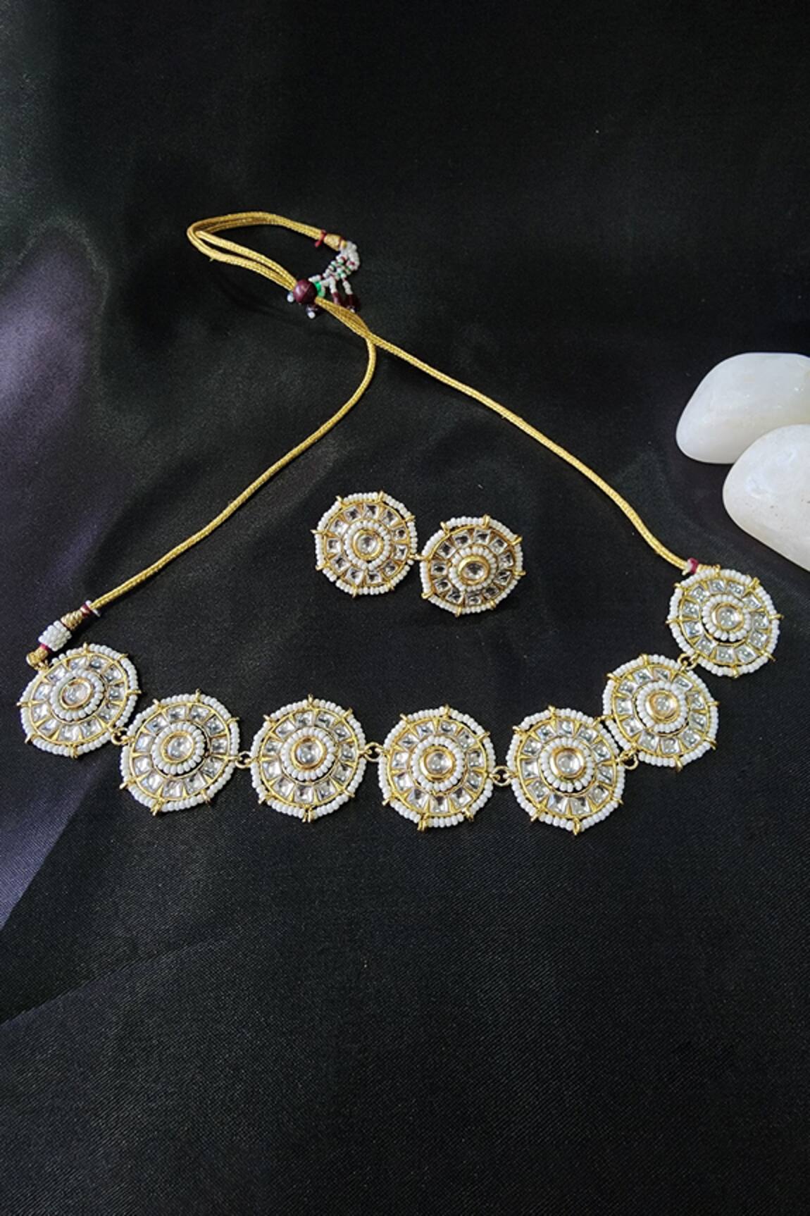 The Bling Girll Kundan & Stone Embellished Choker Necklace Set