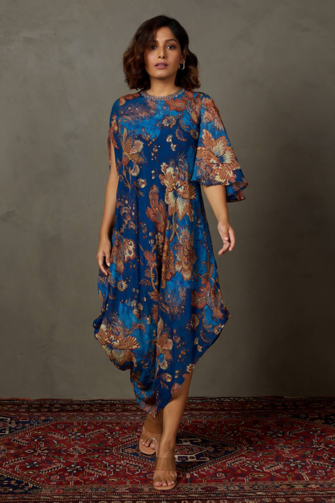 RI.Ritu Kumar Liberty Print Draped Dress 