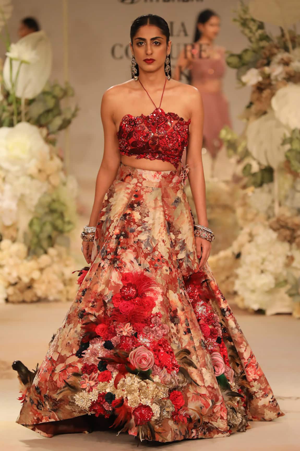 Varun Bahl 3D Floral Corsage Embroidered Lehenga With Blouse