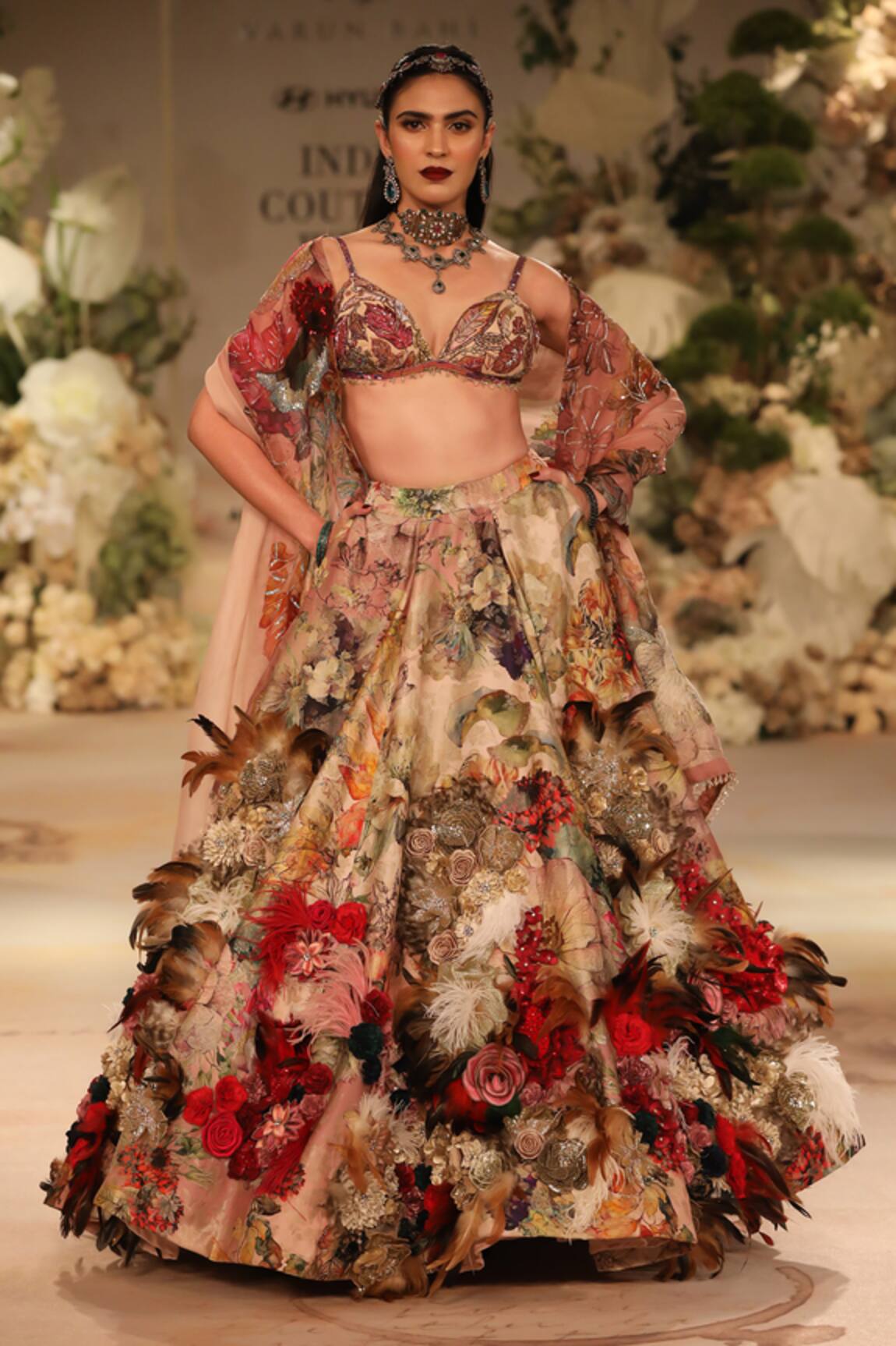 Varun Bahl Printed Floral Corsage Lehenga Set