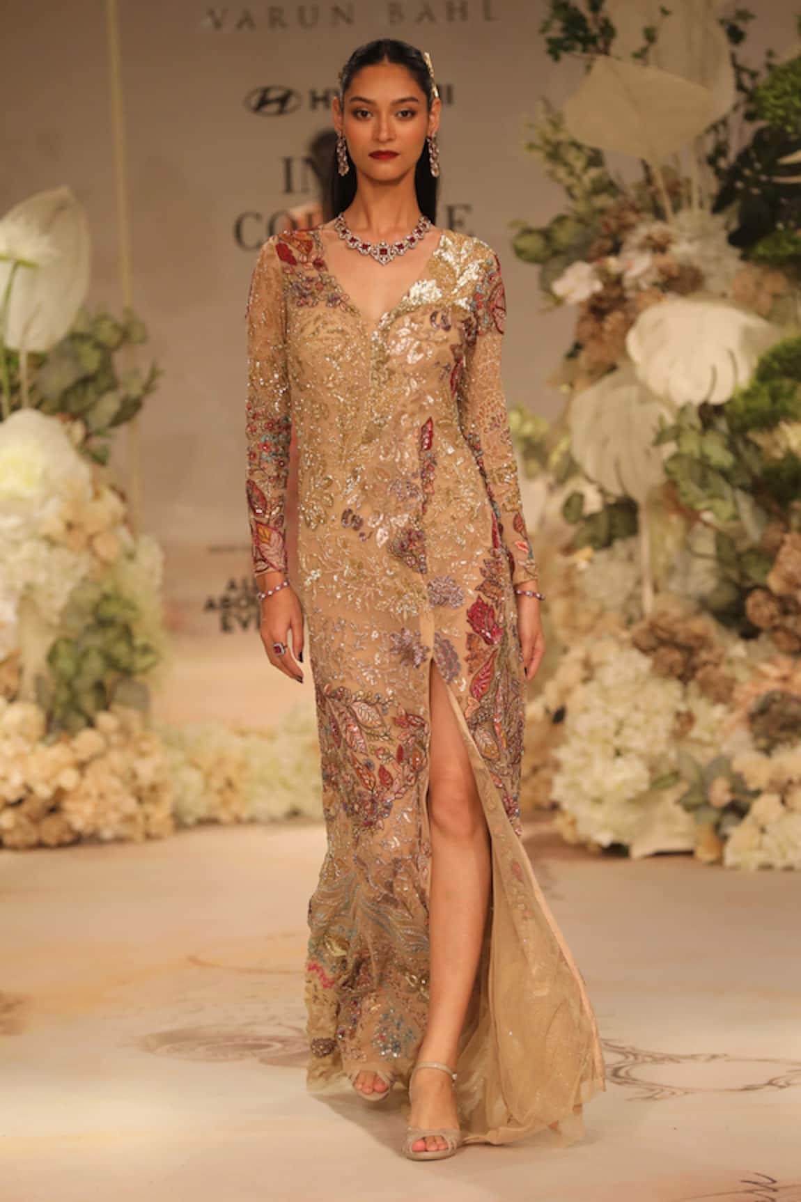 Varun Bahl Sequin Embellished Slit Gown