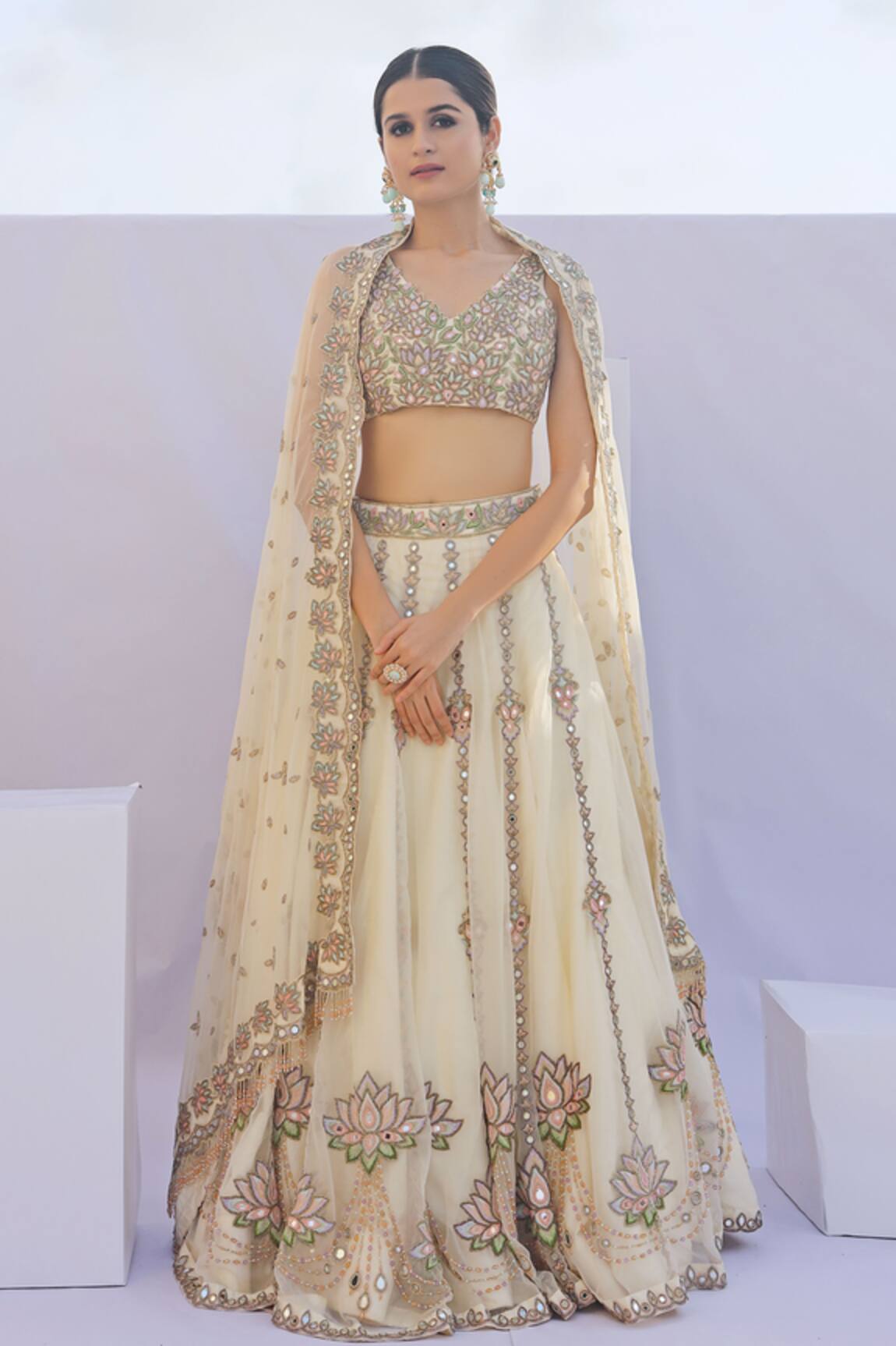 Foram Patel Lotus Cutdana Embellished Lehenga Set
