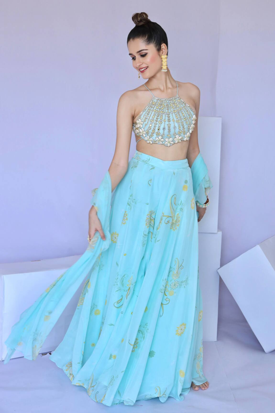Foram Patel Paisley Print Sharara Set 