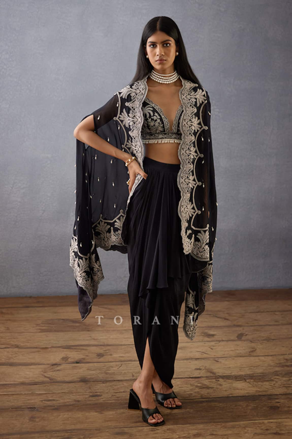 Torani Raat Rani Zuri Embroidered Choga Skirt Set