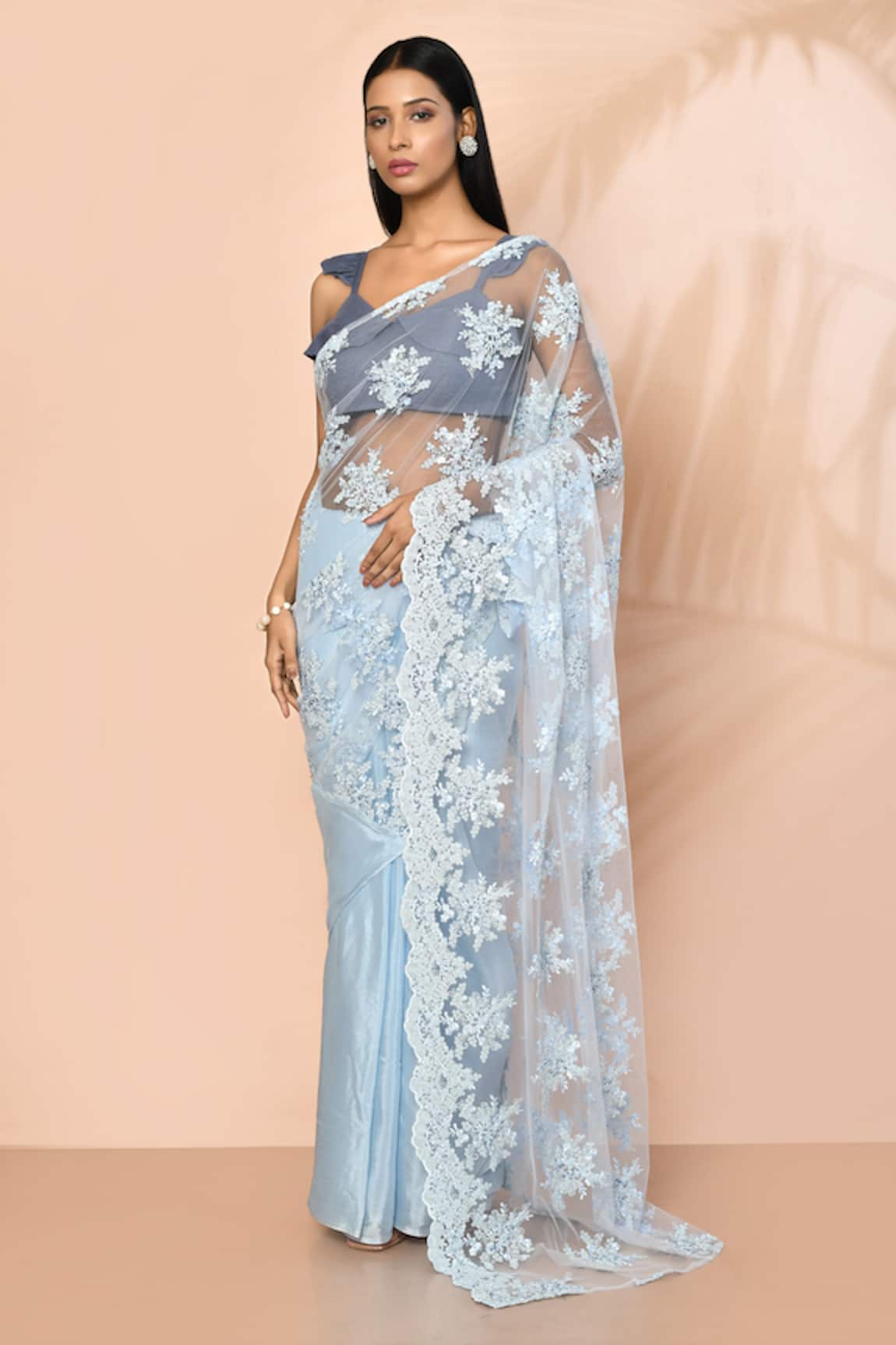 Nazaakat by Samara Singh Floret Embroidered Saree With Running Blouse