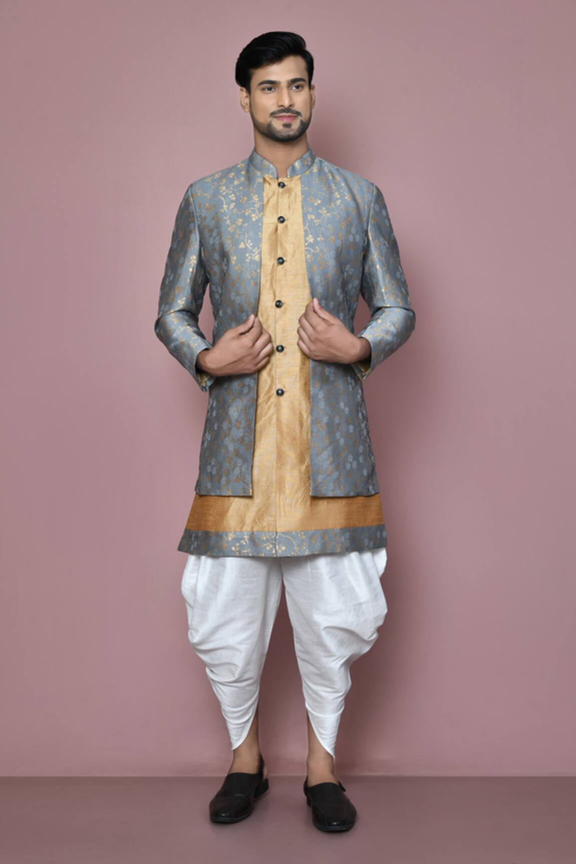 Aryavir Malhotra Blossom Garden Embroidered Layered Sherwani With Dhoti Pant