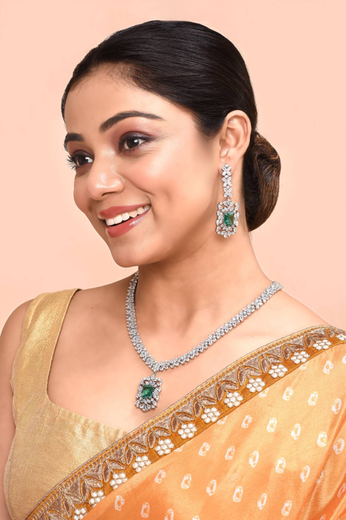 Moh-Maya By Disha Khatri Stone Embellished Pendant Necklace Set 