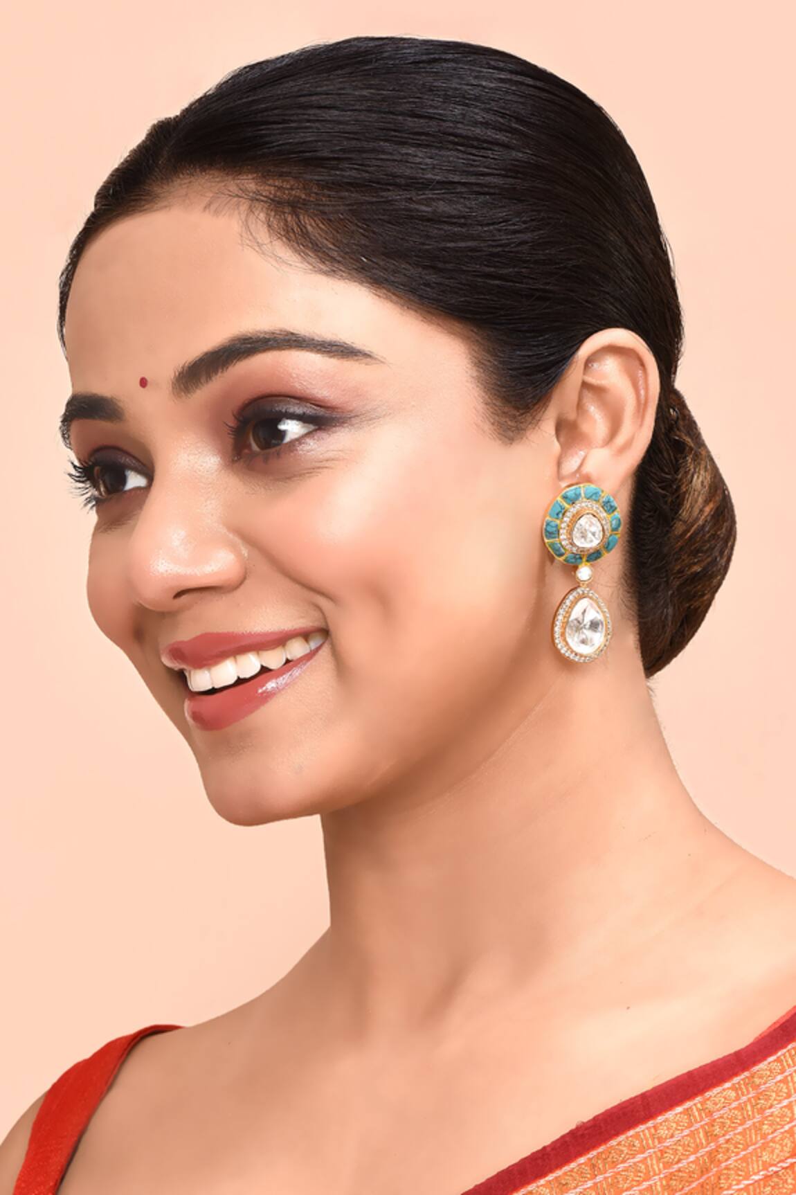 Moh-Maya By Disha Khatri Tear Drop Shaped Earrings 